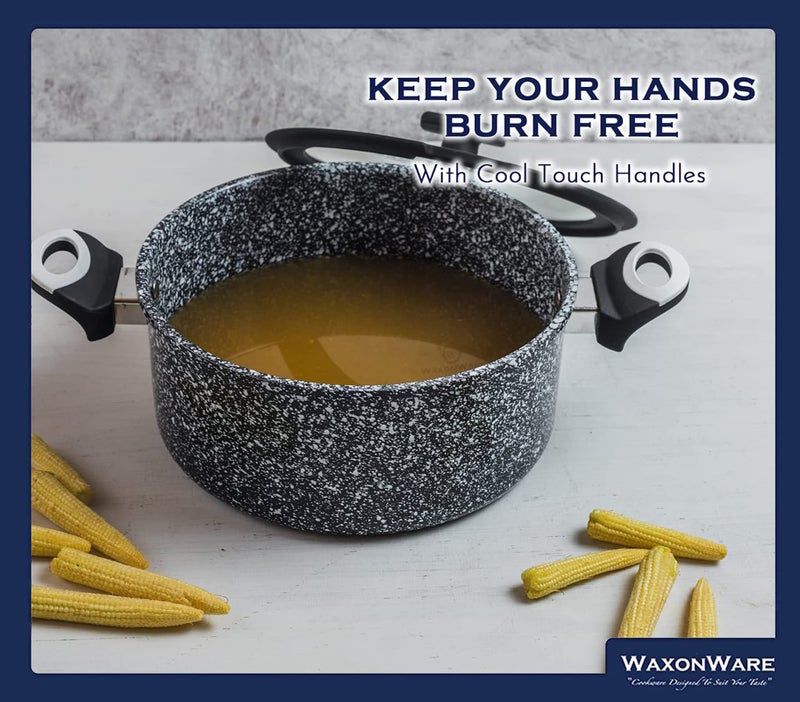 WaxonWare 5.25 Quart Ceramic Nonstick Stock Pot with Lid - Cooking Pot, Non Toxic PFOA Free, Soup With Lid, Induction Compatible Large Pot for Cooking - Stonetec Series - Image 2